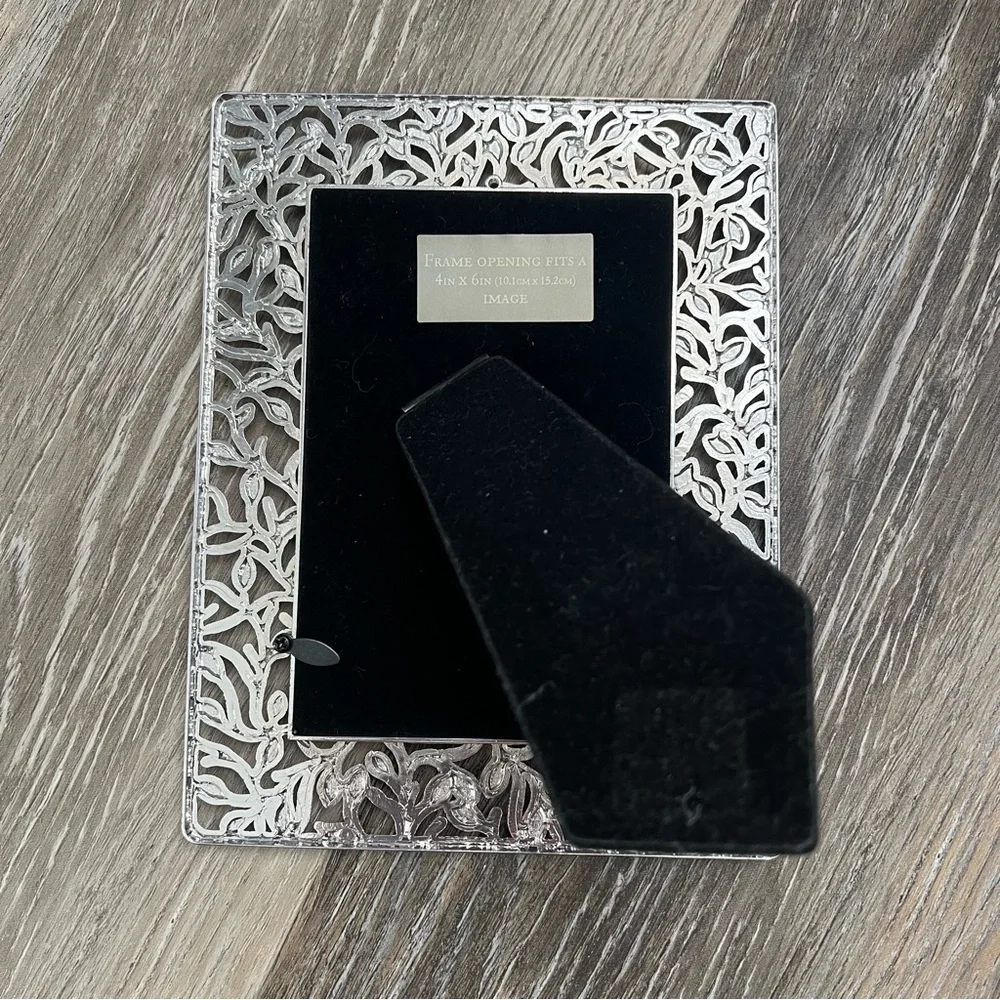 NWOT silver and crystal vine pattern 4x6 frame